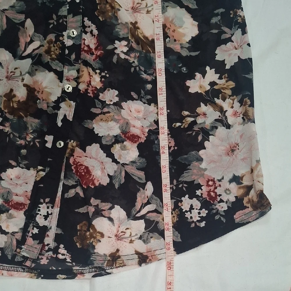 Siren Lily Wome's Pink and Orange Sleeveless Blouse Notched Collar Size XL